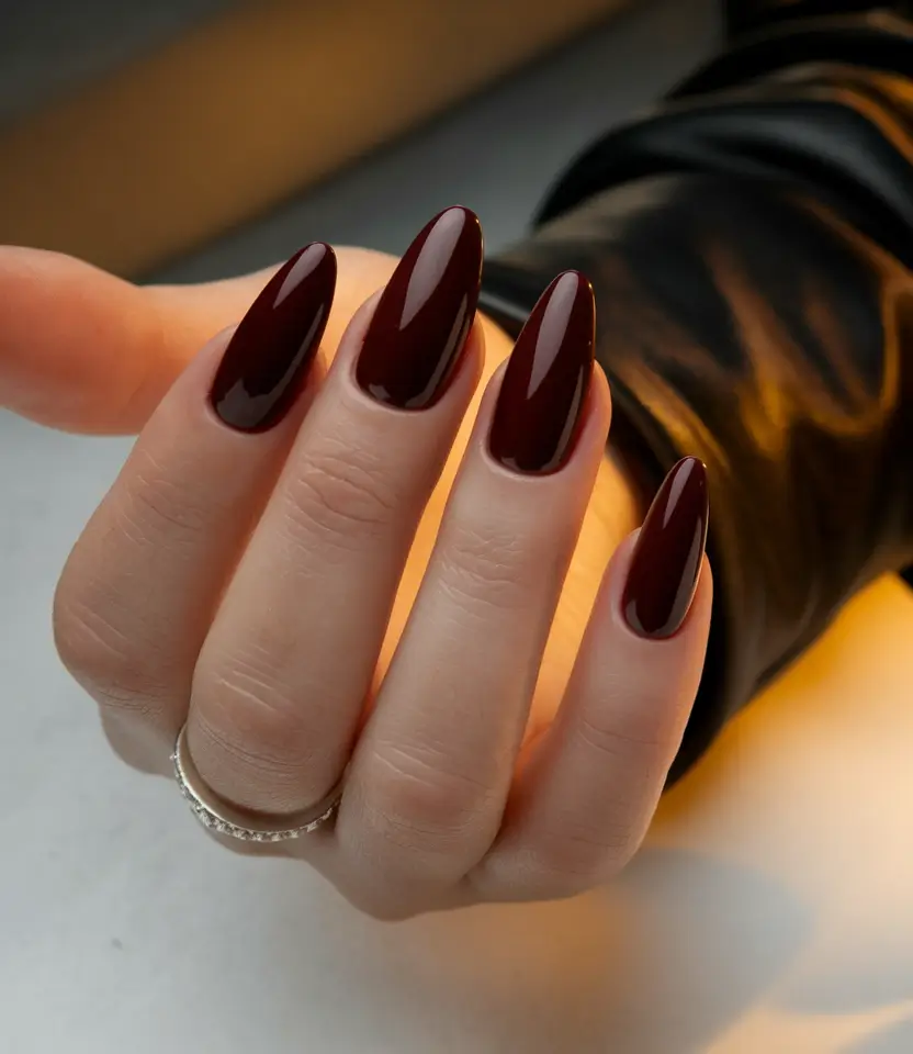 Stylish Dark Fall Nails 2025 Classic Burgundy Allure