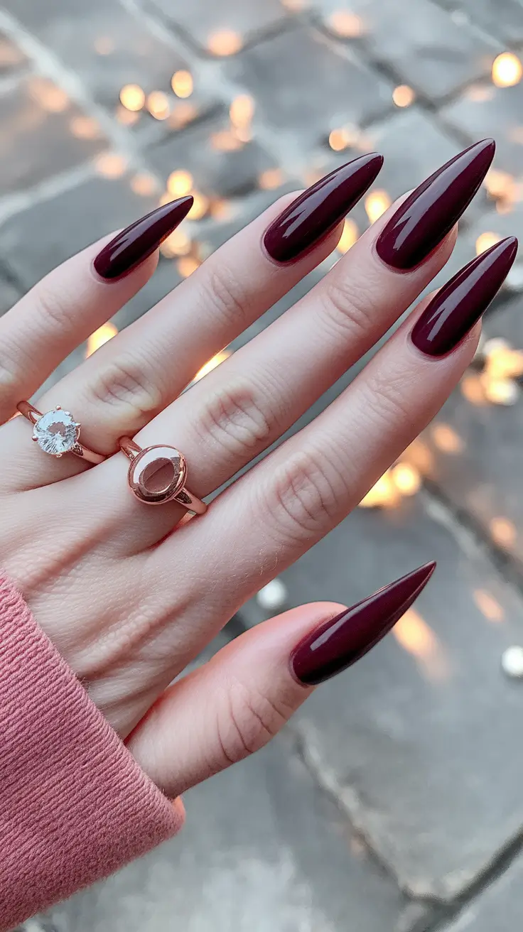 Stylish Dark Fall Nails 2025 Wine Red Gloss