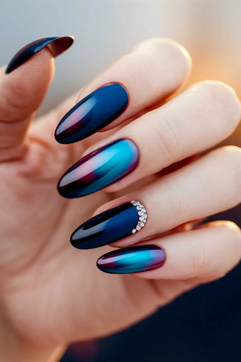 Stylish Dark Fall Nails 2025 Multichrome Magic