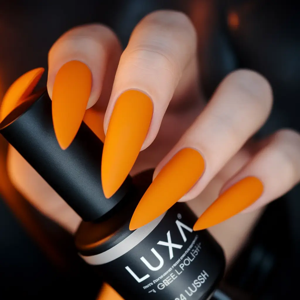 Stylish Fall Stiletto Nails 2025 Burnt Orange with Luxe Matte Finish