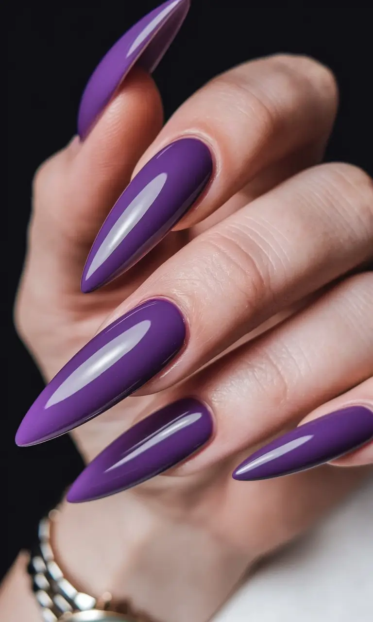 Stylish Fall Stiletto Nails 2025 Royal Purple Perfection