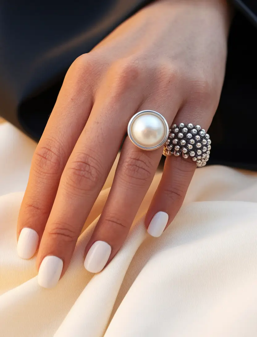 Stylish Fall Wedding Nails 2025 Classic Creamy White Short