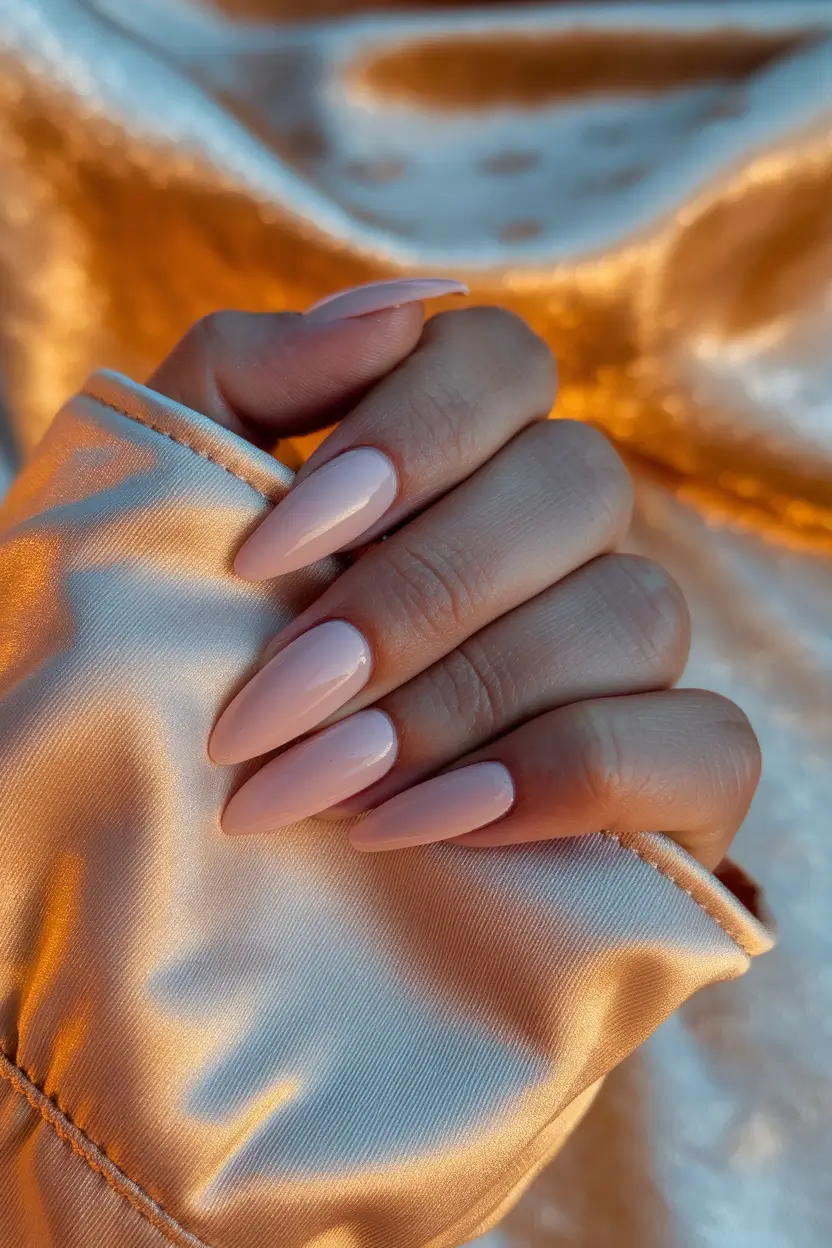 Stylish Fall Wedding Nails 2025 Soft Almond Nude Perfection