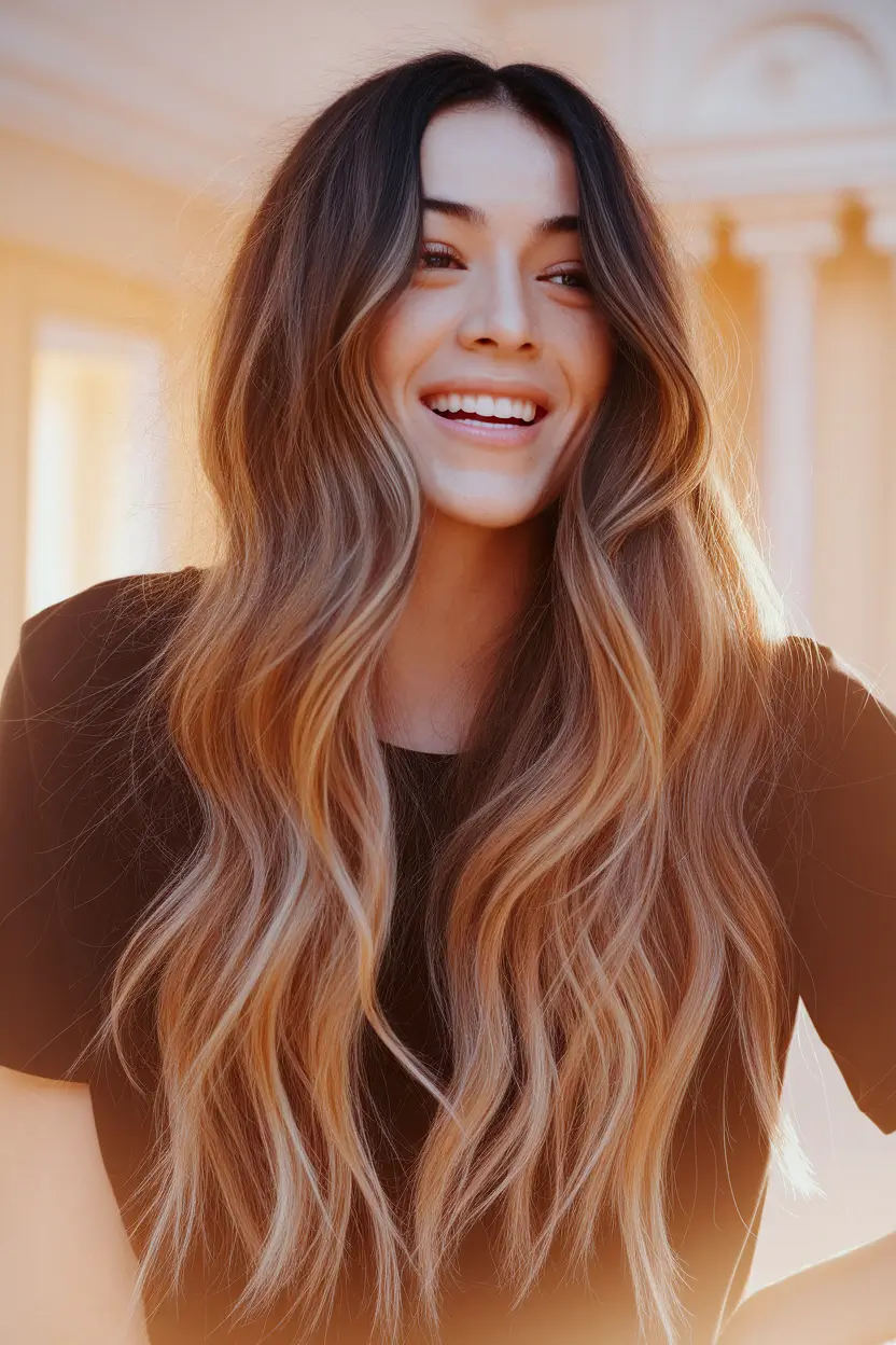 Top Hair Colors to Try This autumn 2025 Sunlit Caramel Waves