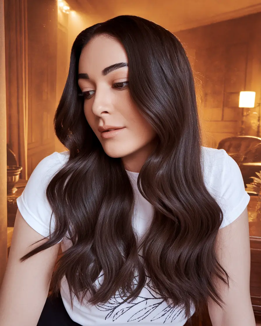 Top Hair Colors to Try This autumn 2025 Velvet Dark Chocolate Waves