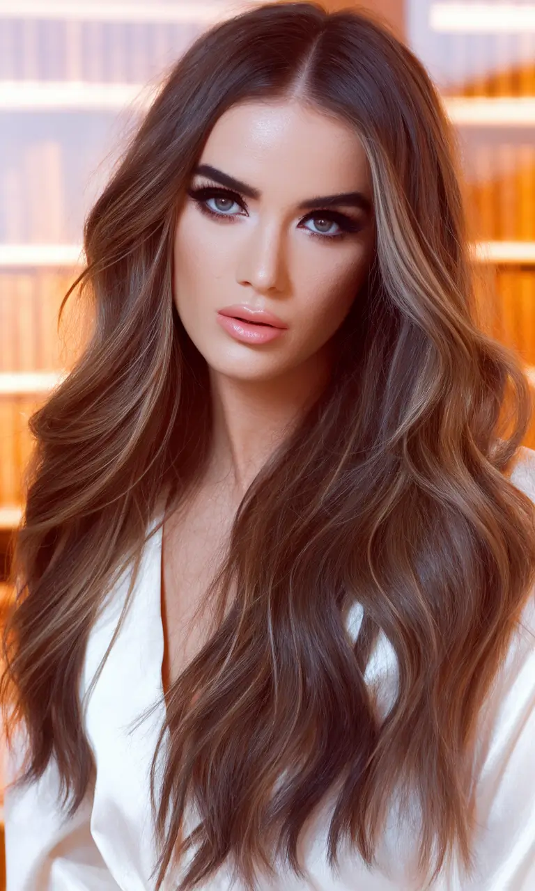 Top Hair Colors to Try This autumn 2025 Smoky Brunette with Caramel Veil