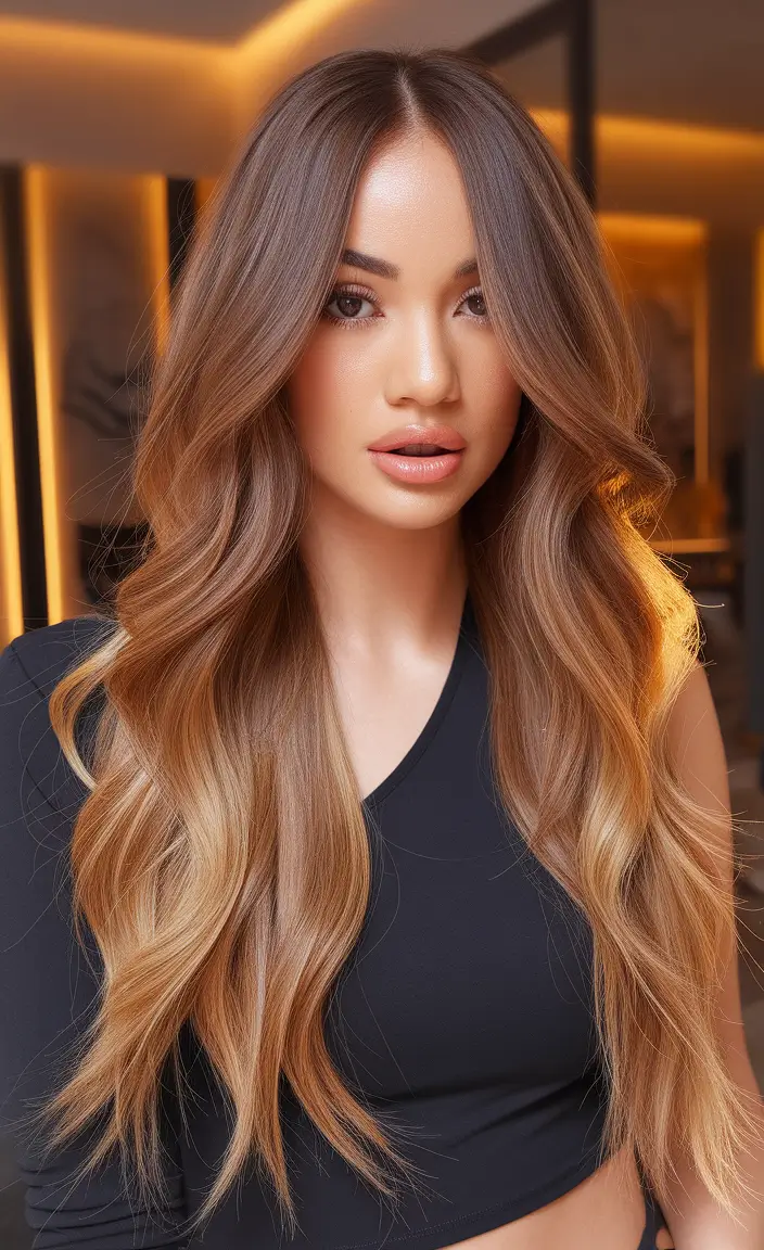 Top Hair Colors to Try This autumn 2025 Golden Mocha Shine