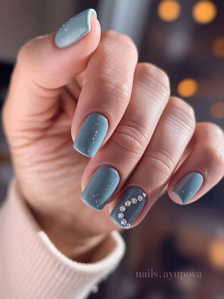 Trendy Autumn Nail Colors 2025 Muted Blue Elegance