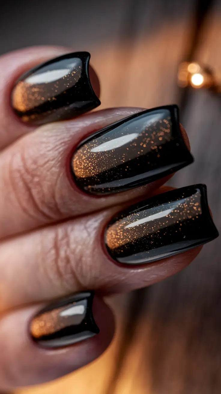 Trendy Autumn Nail Colors 2025 Golden Smoke Effect