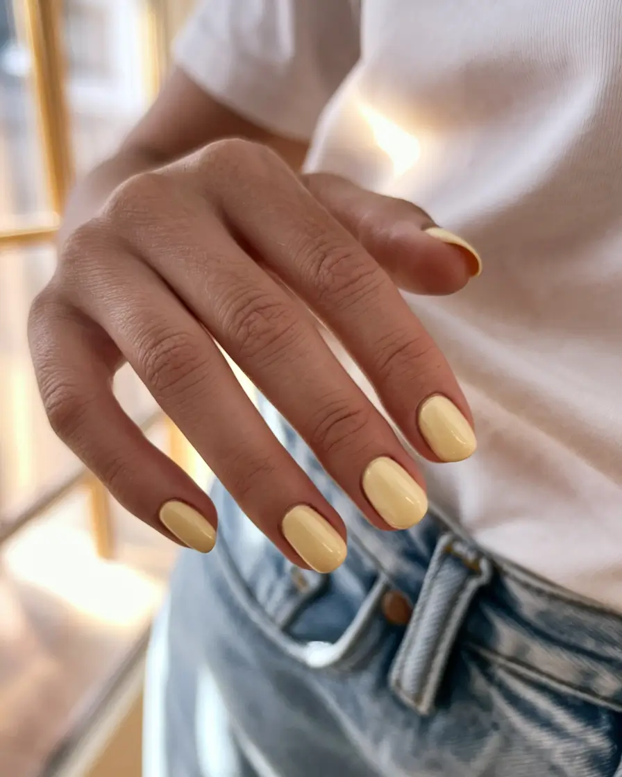 Trendy Autumn Nail Colors 2025 Soft Buttercream Glow