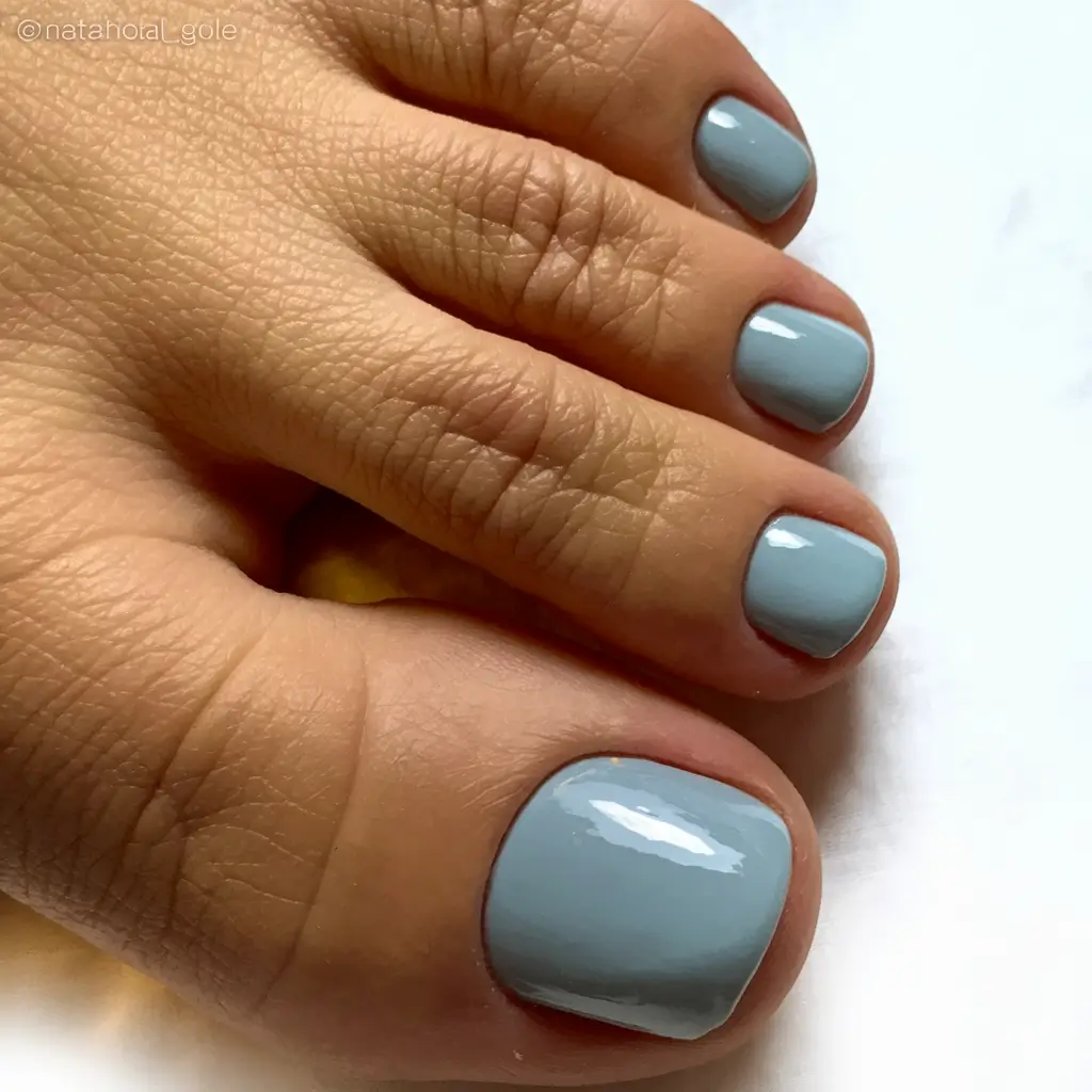 Trendy Fall Pedicure Colors 2025 Powder Blue Simplicity