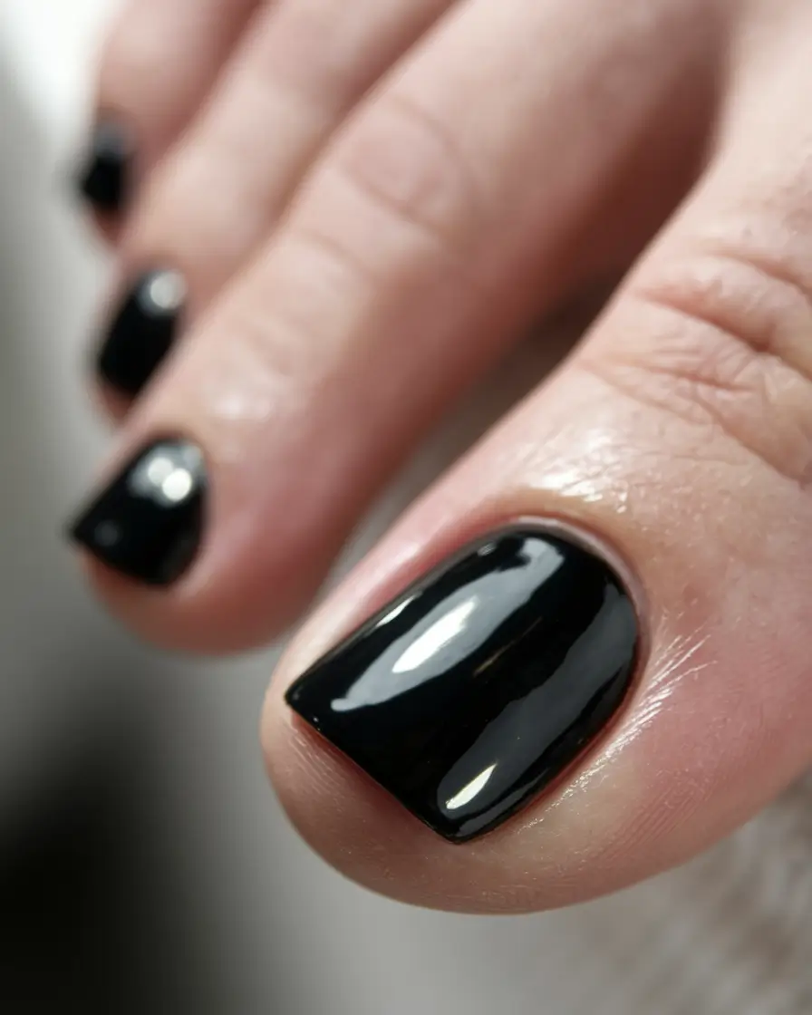 Trendy Fall Pedicure Colors 2025 Classic Black Statement