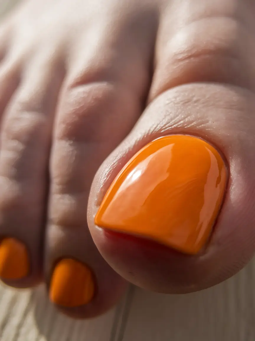 Trendy Fall Pedicure Colors 2025 Bold Pumpkin Orange