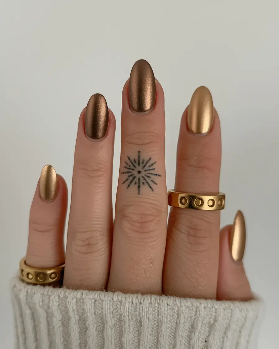 Trendy Gold Fall Nails 2025 Bronze and Gold Gradient