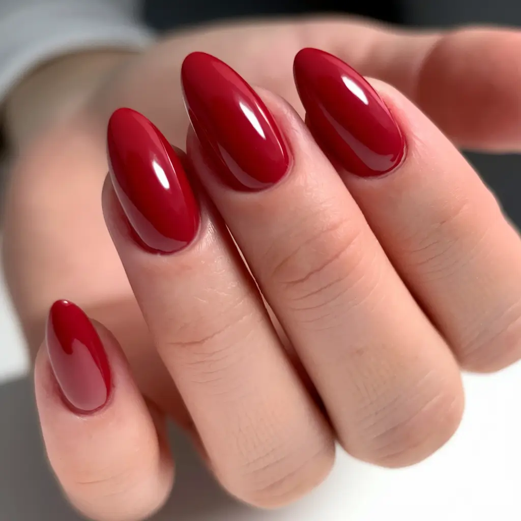 Trendy Round Fall Nails 2025 Candy Apple Red Power Rounds