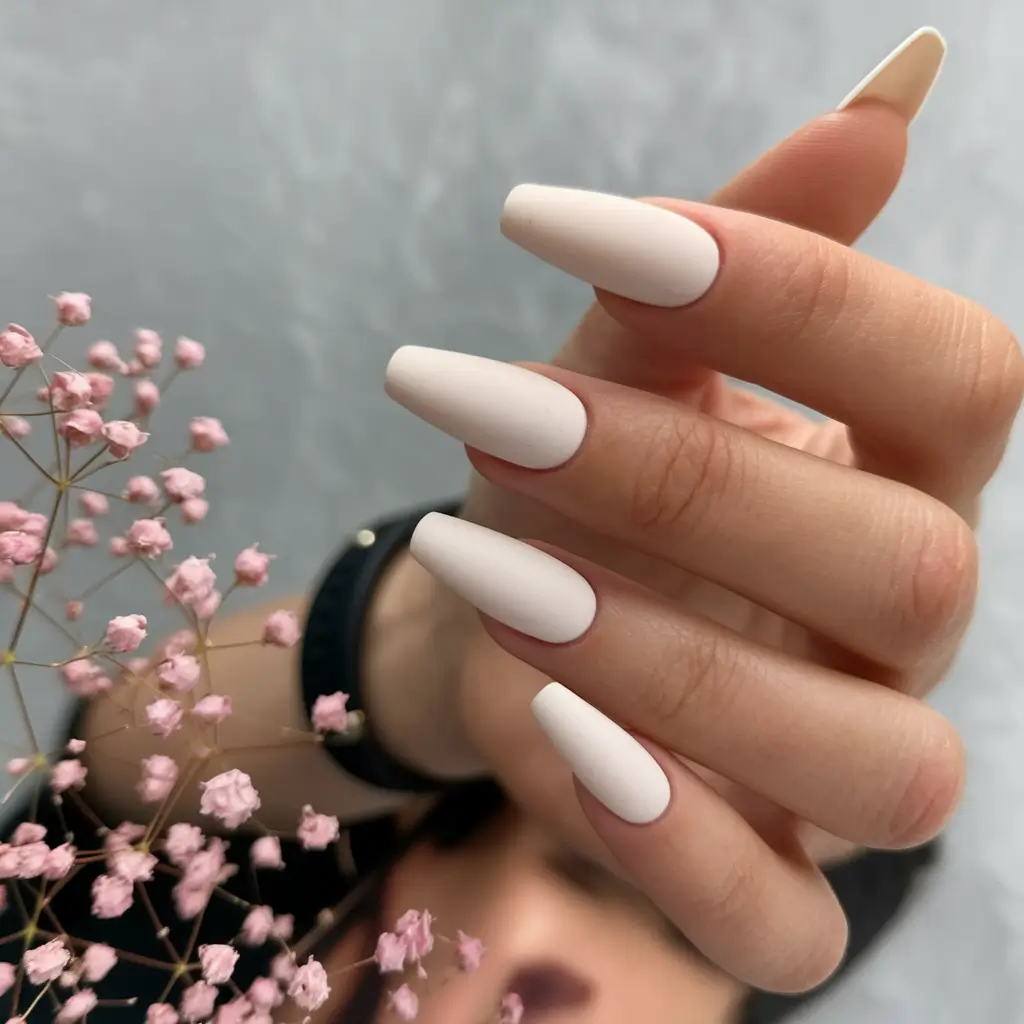 Trendy Round Fall Nails 2025 Matte Ivory Statement Tips
