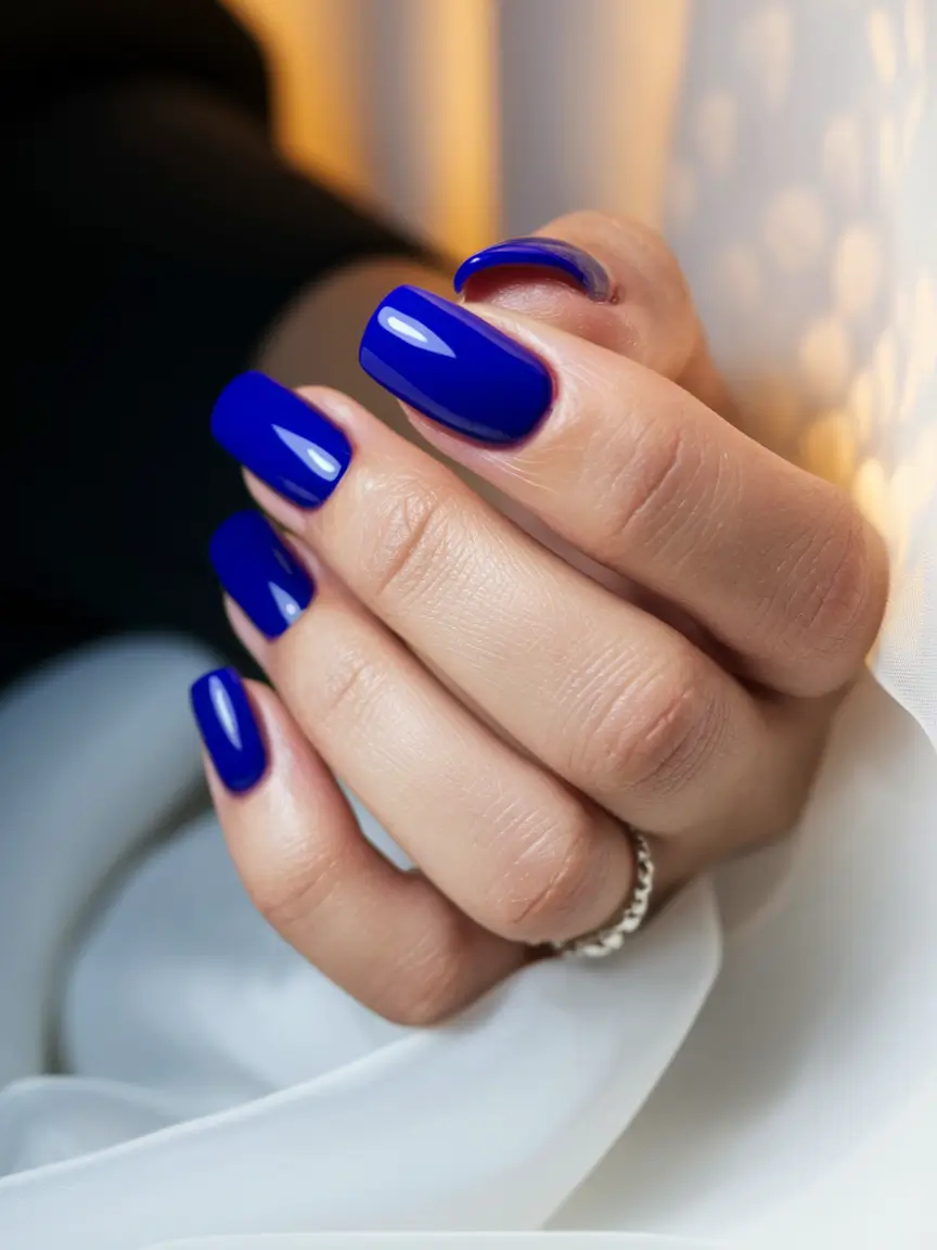 Trendy Simple Fall Nails Inspo 2025 Electric Cobalt Chic