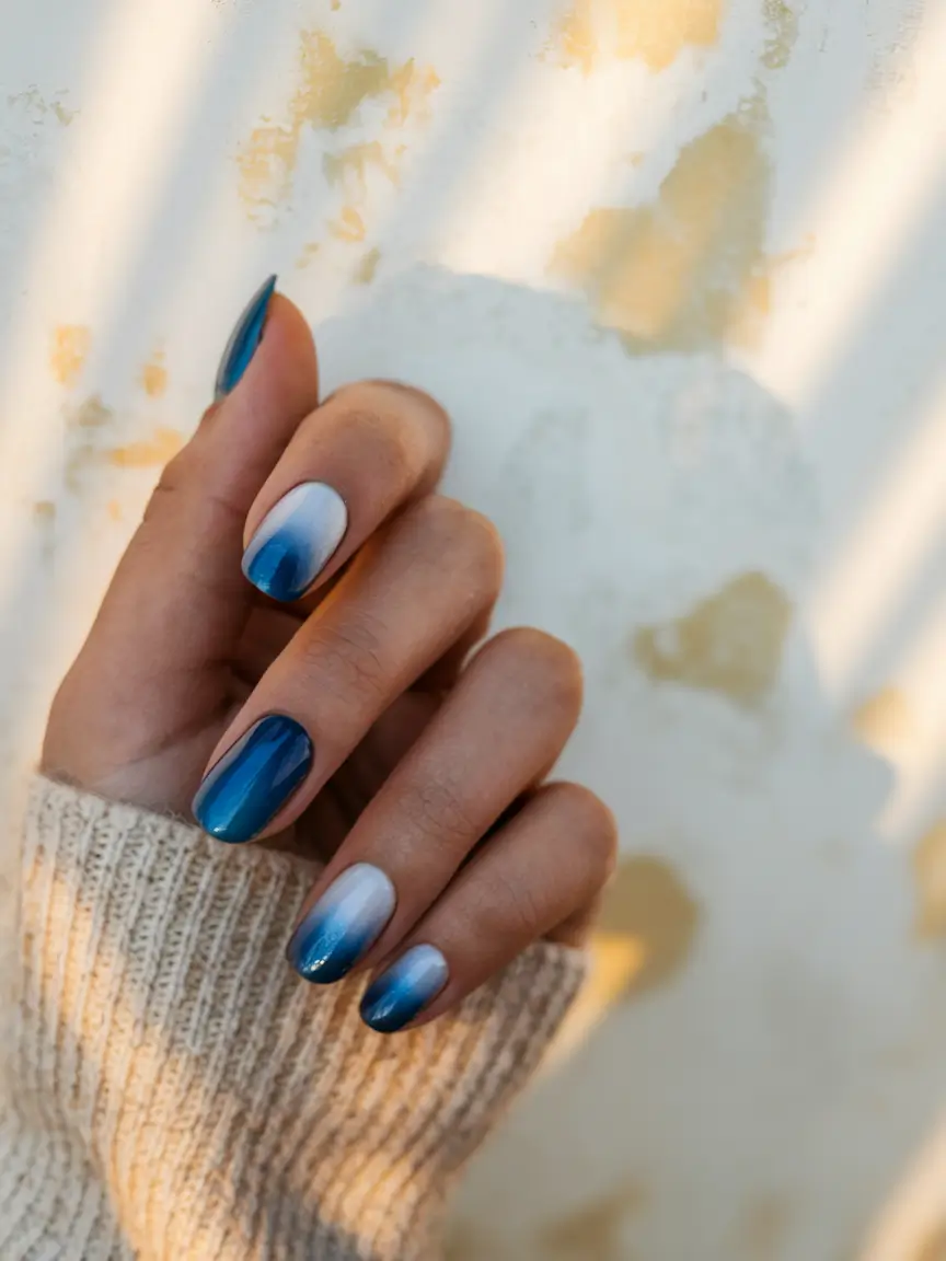 Trendy Simple Fall Nails Inspo 2025 Ocean Fade Ombre