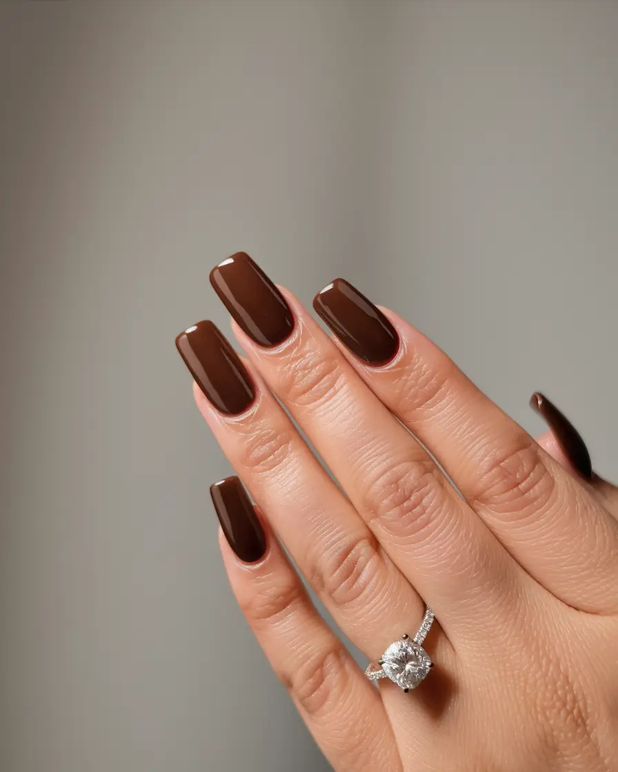 Trendy Square Nails for Fall 2025 Deep Espresso Gloss