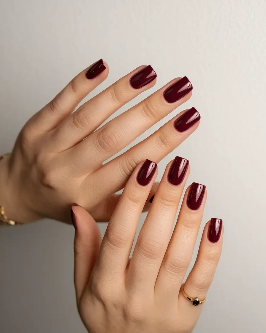 Trendy Square Nails for Fall 2025 Rich Merlot Vibes