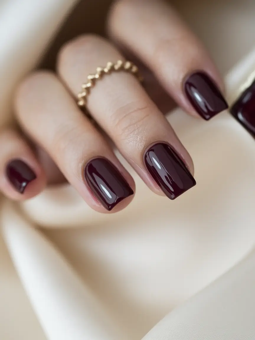 Trendy Square Nails for Fall 2025 Classic Wine on Short Square