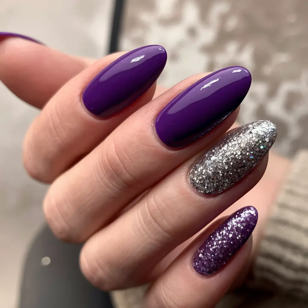 Best Dark Nail Colors Winter 2025-2026 Purple Stardust