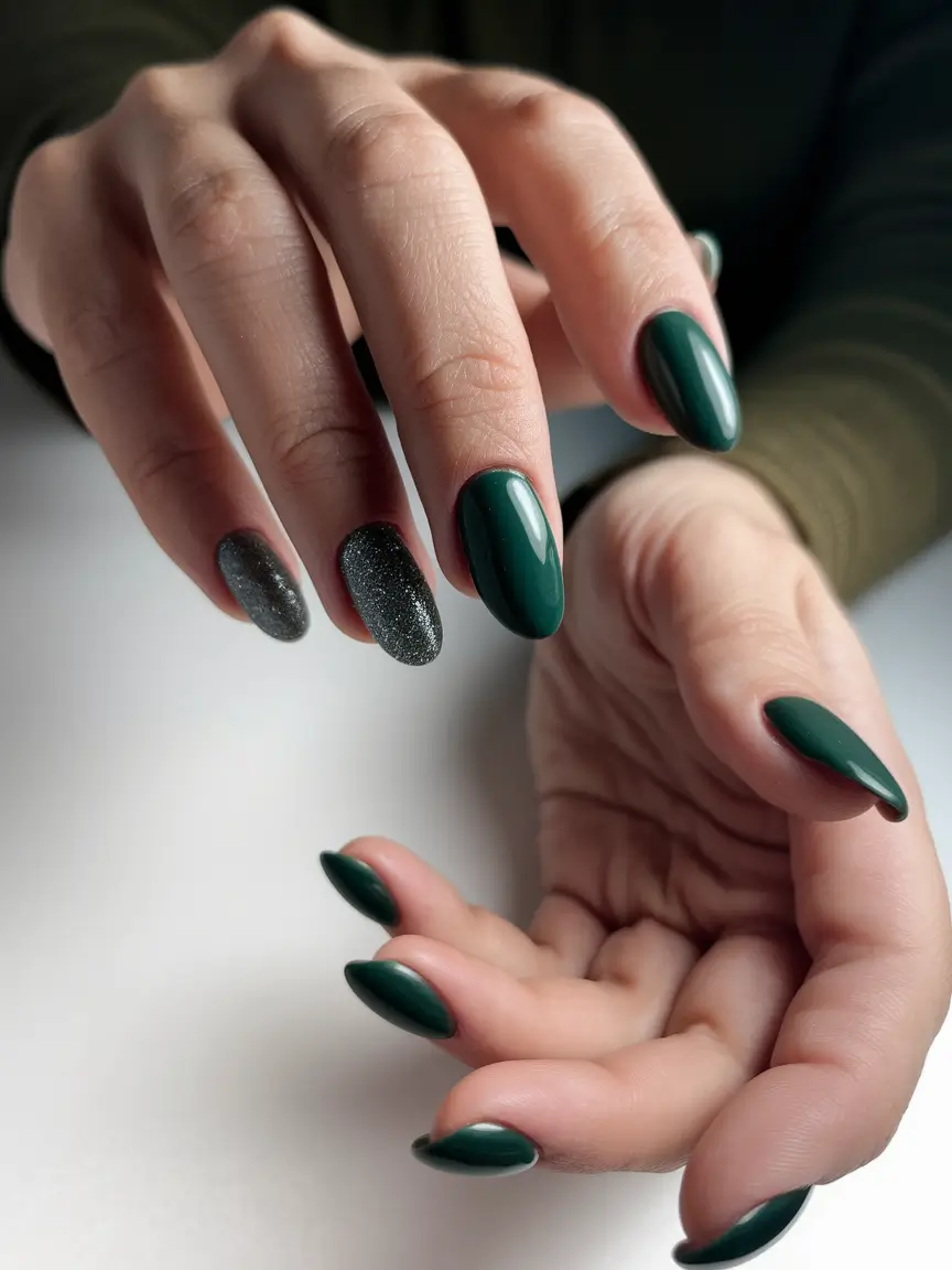 Best Dark Nail Colors Winter 2025-2026 Evergreen Spark