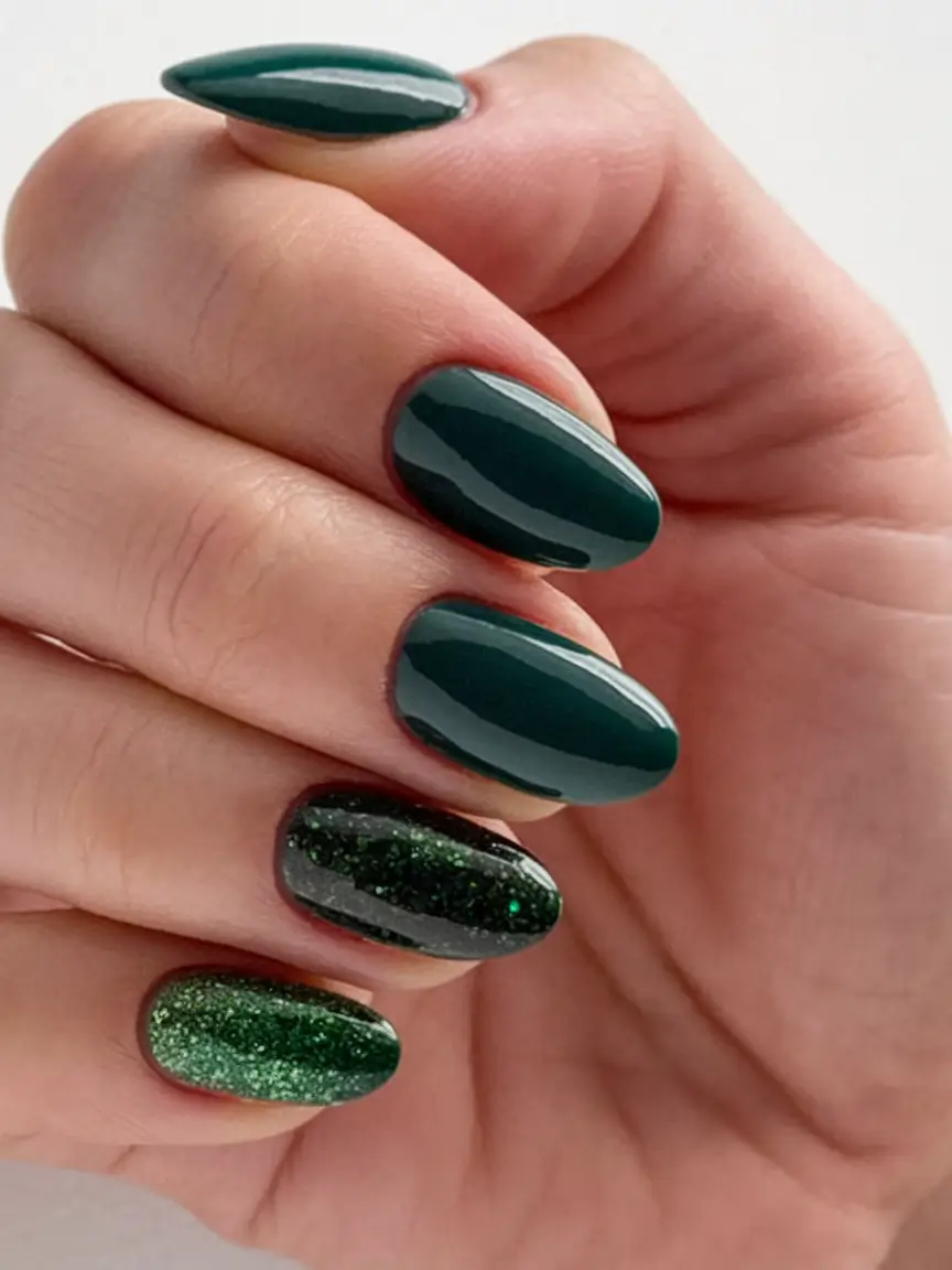 Best Dark Nail Colors Winter 2025-2026 Emerald Sparkle