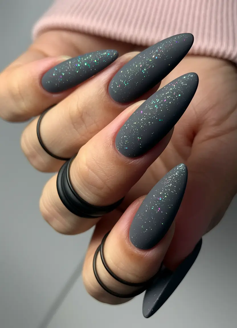 Best Dark Nail Colors Winter 2025-2026 Cosmic Charcoal
