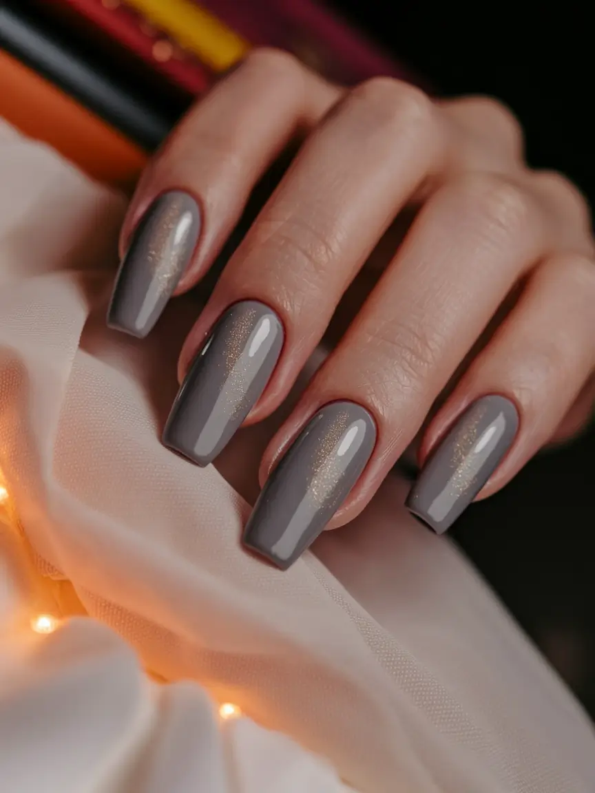 Best Winter Nail Colors 2025-2026 Smoky Taupe Shine
