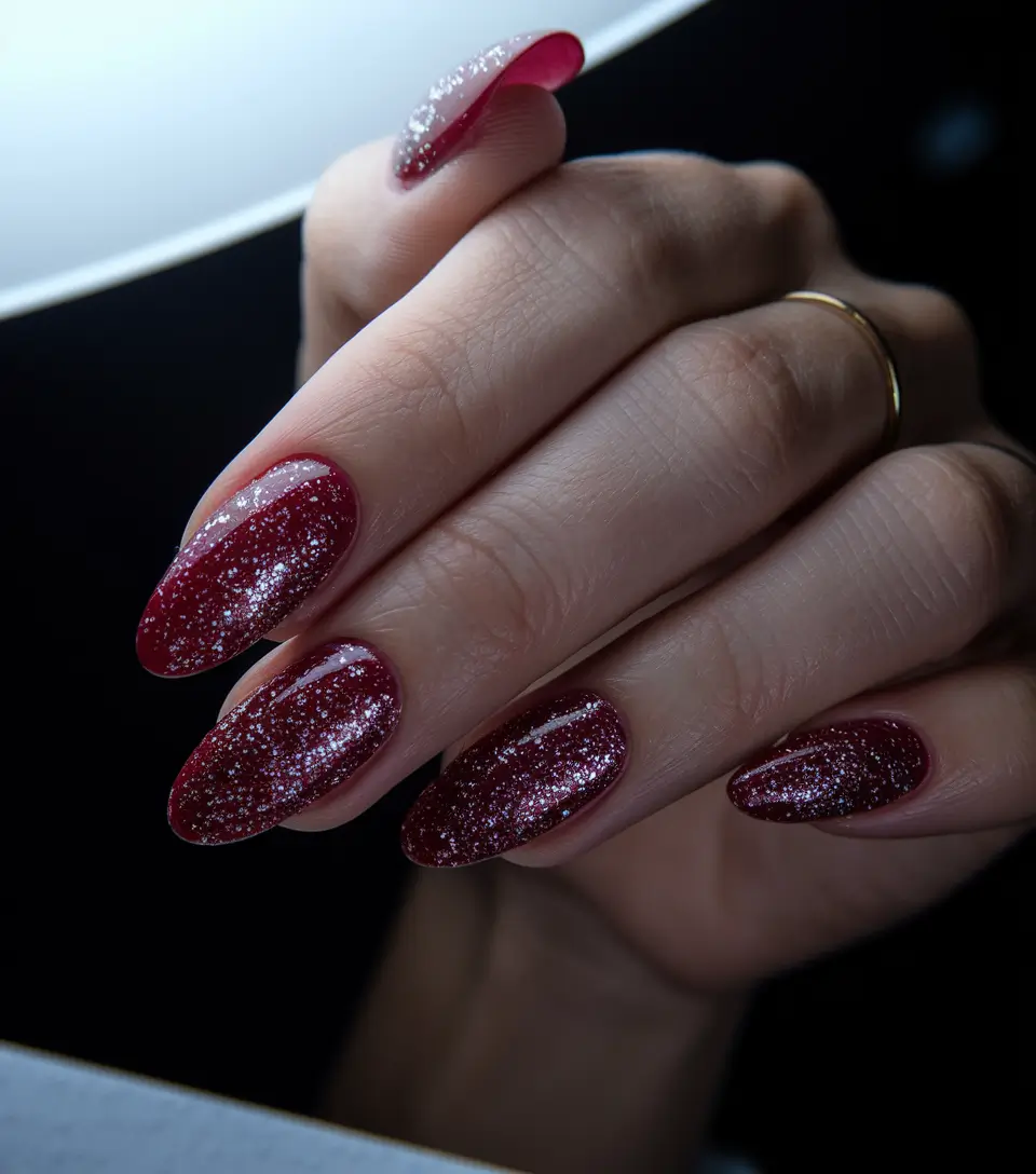 Best Winter Nail Colors 2025-2026 Burgundy Star Dust