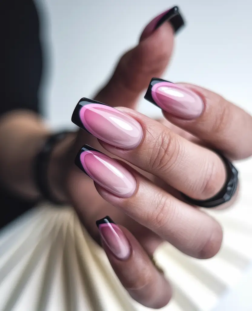 Best Winter Nail Colors 2025-2026 Graphic Pink & Black French
