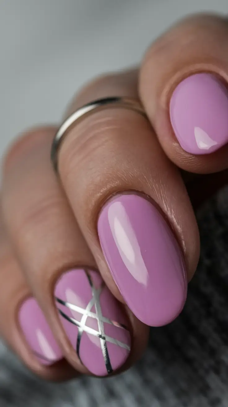Best Winter Nail Colors 2025-2026 Metallic Lilac Lines