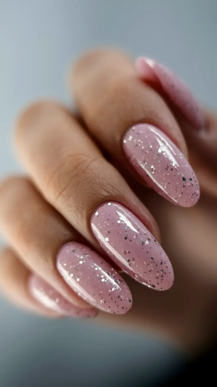 Best Winter Nail Colors 2025-2026 Soft Pink Sparkle