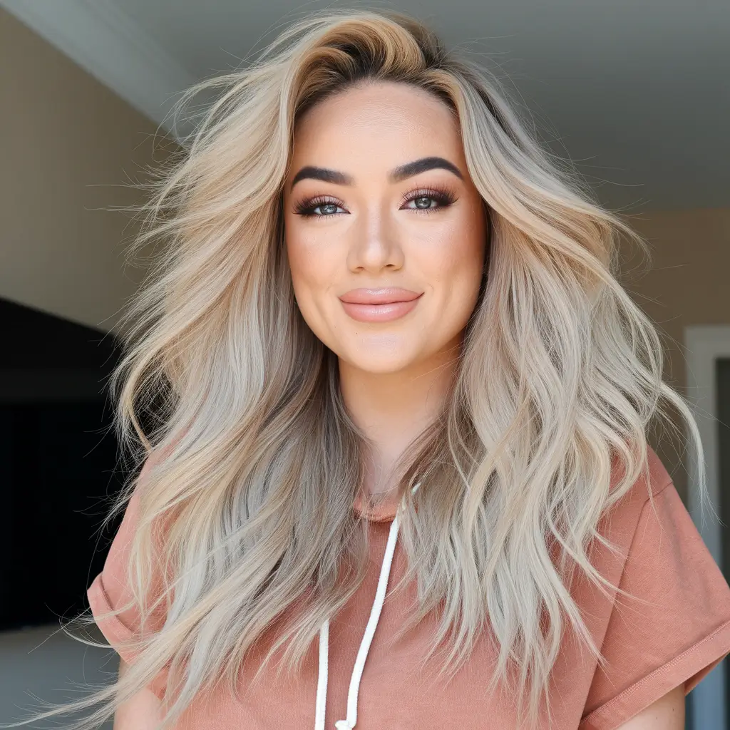Blonde Hair Color Ideas Winter 2025-2026 Rooted Ash Blonde with Effortless Texture