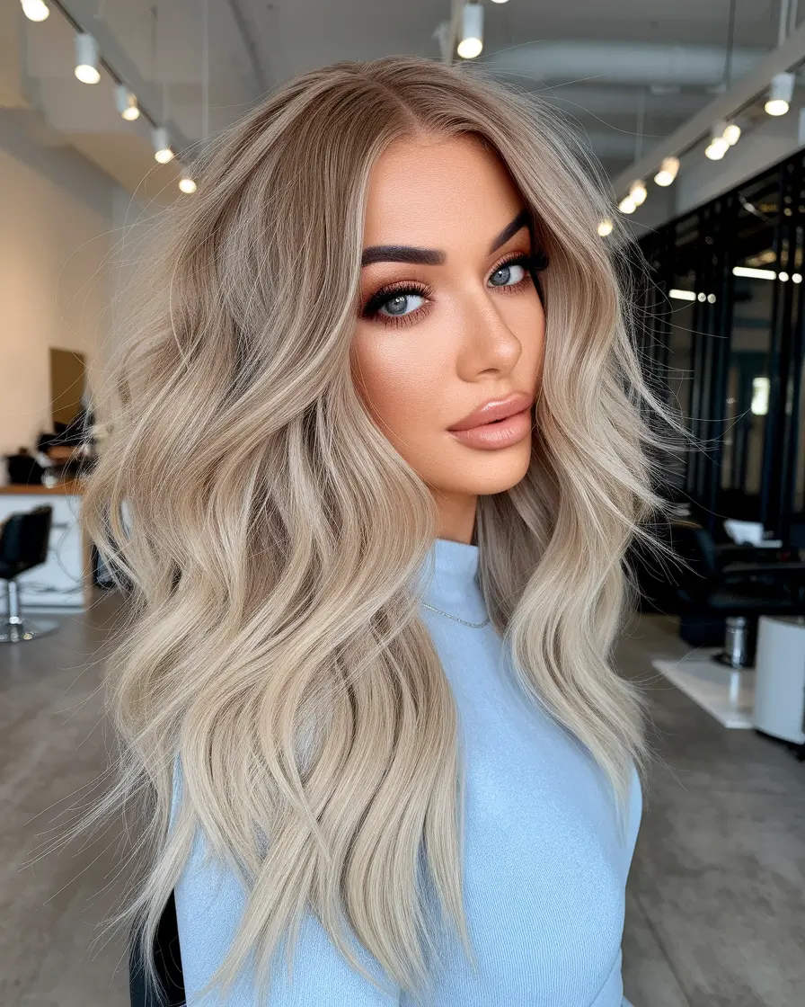 Blonde Hair Color Ideas Winter 2025-2026 Cool Mushroom Blonde with Soft Waves