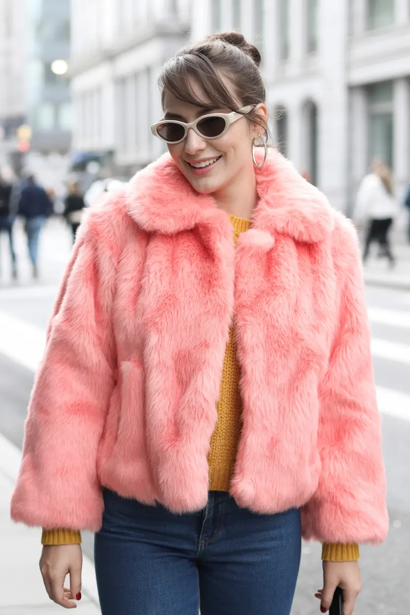 Casual Winter Outfits for Women 2025 - 2026 Playful Pink Faux Fur