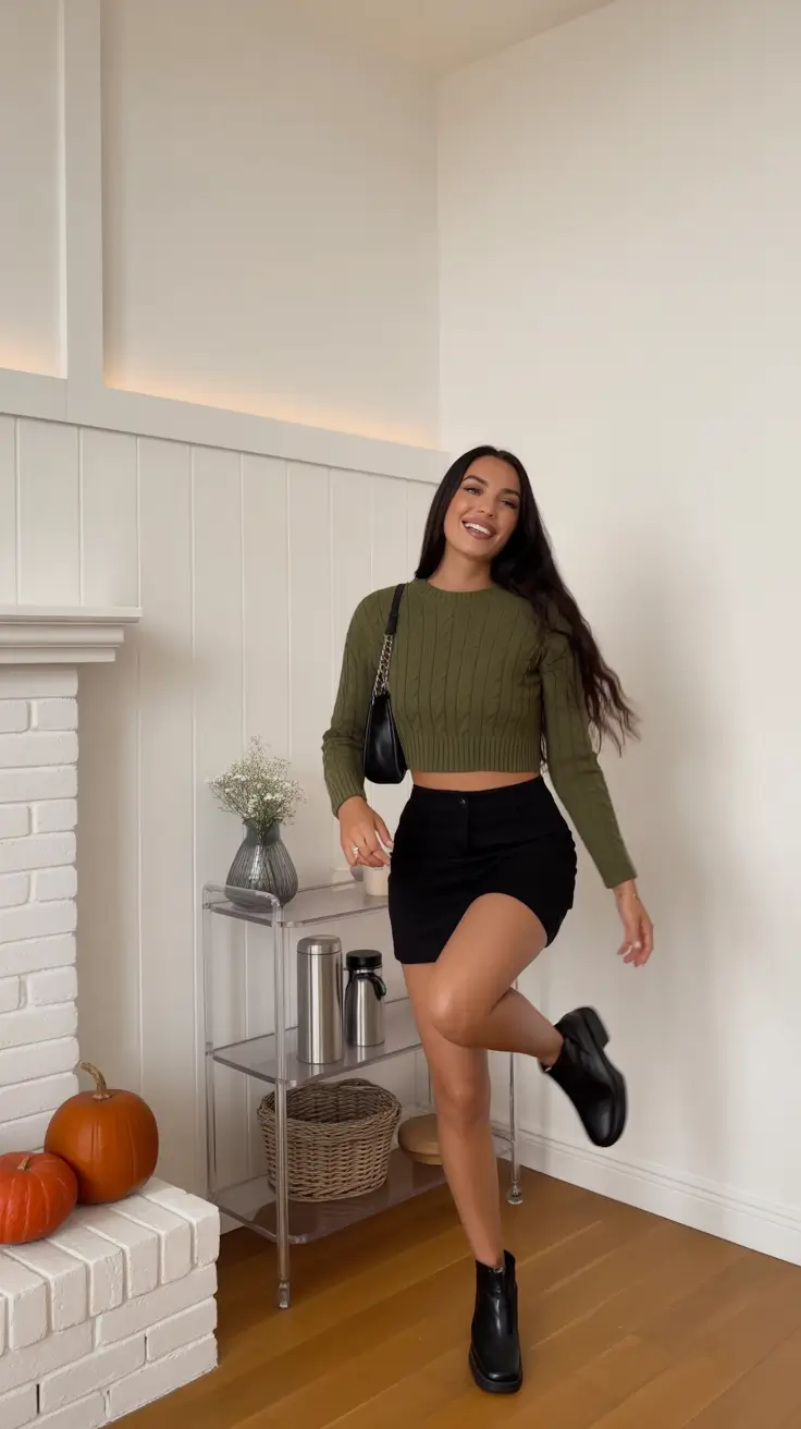 Casual Winter Outfits for Women 2025 - 2026 Playful Mini with Military Green
