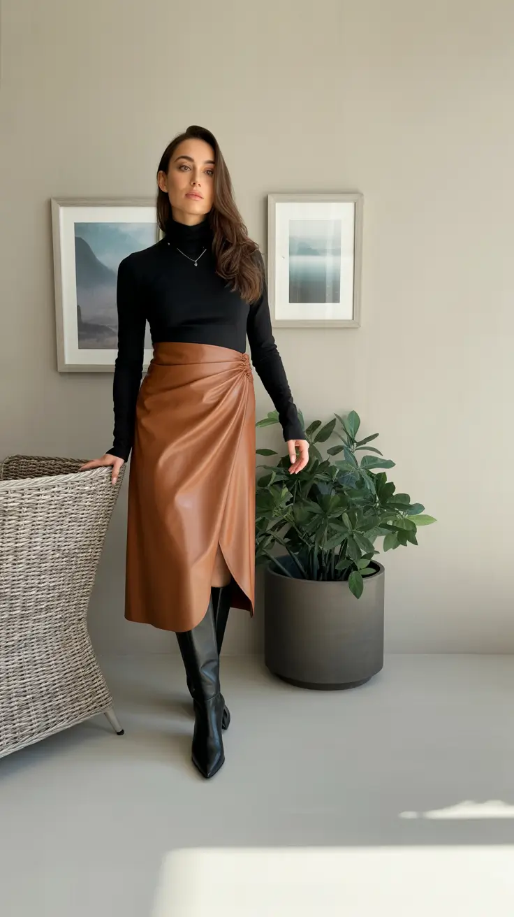 Classy Winter Outfits 2025 - 2026 New Ideas Leather Skirt with Polished Minimalism