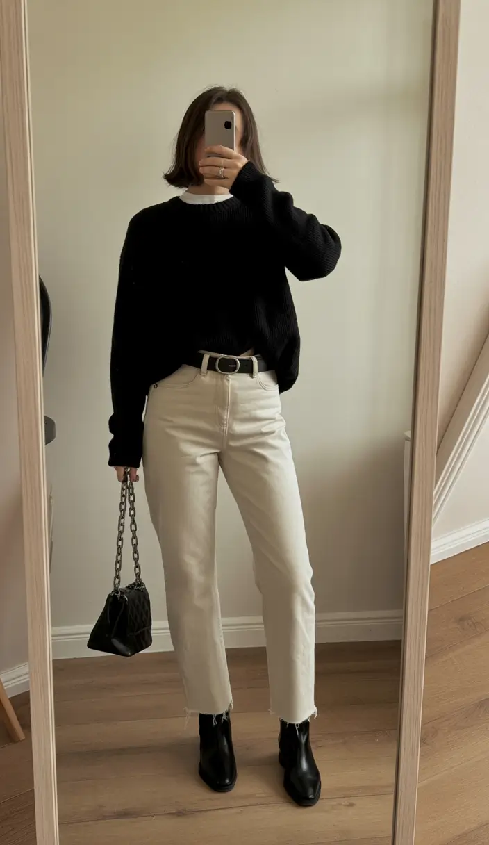 Classy Winter Outfits 2025 - 2026 New Ideas Black and White Minimalist Harmony