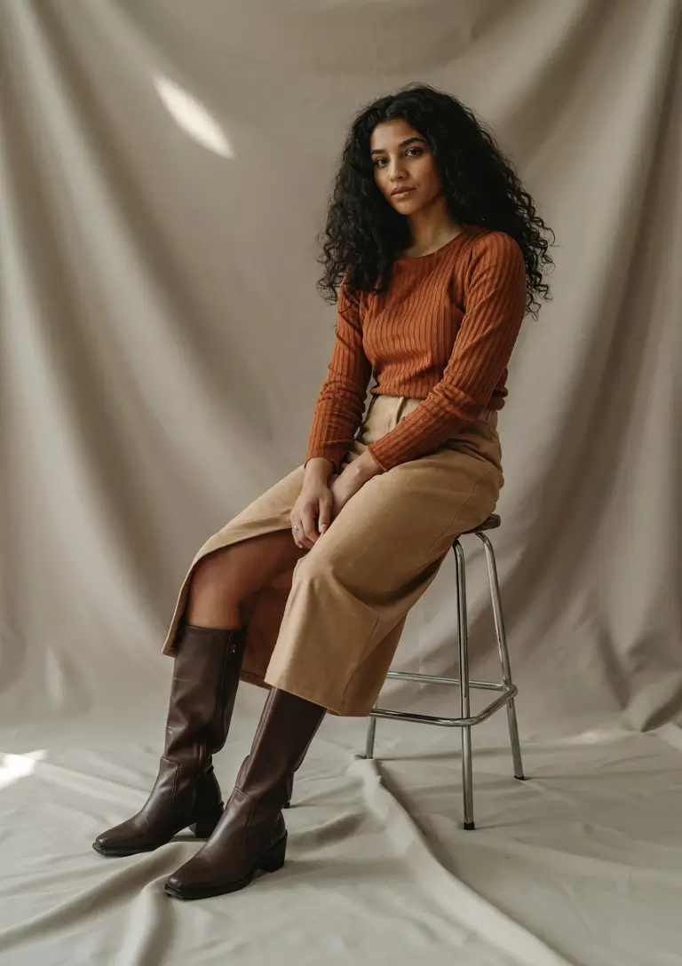 Early Outfits for Winter 2025 Rust Tones with a Feminine Edge