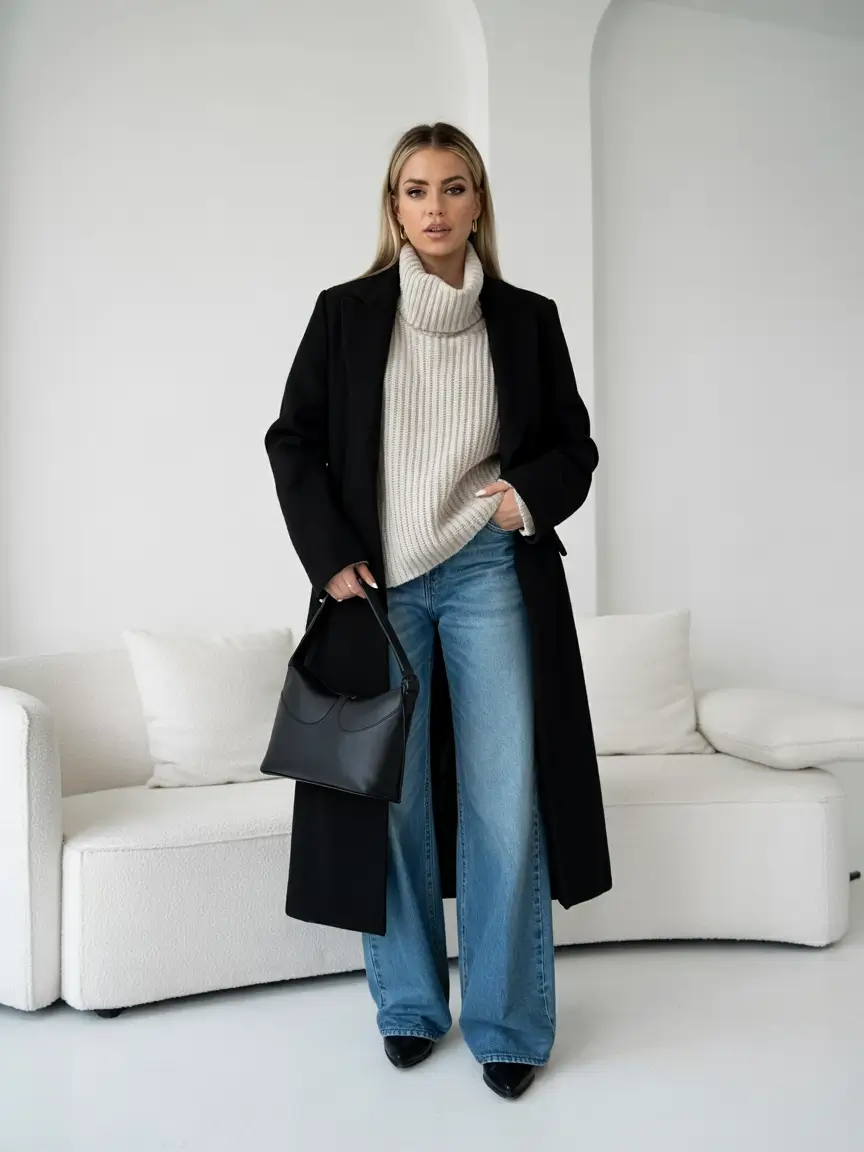 Early Outfits for Winter 2025 Classic Coat with Denim Ease