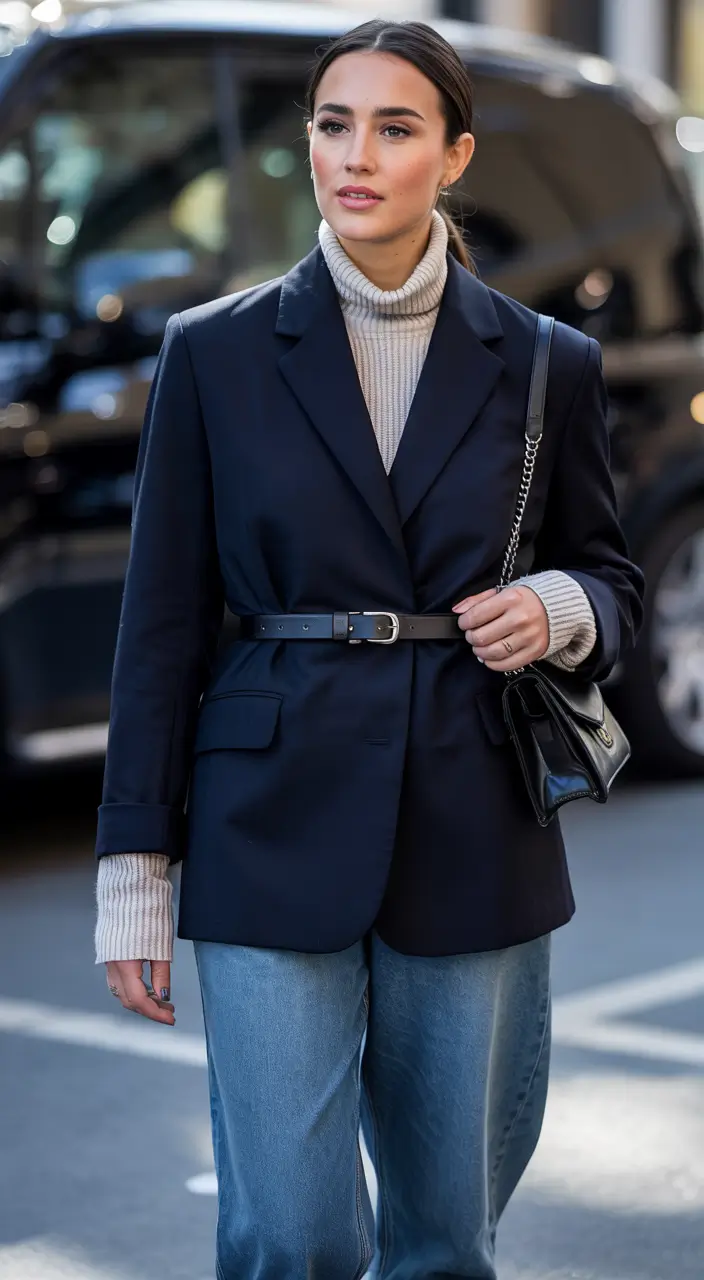 fall to winter outfits ideas 2025 Belted Blazer Sophistication