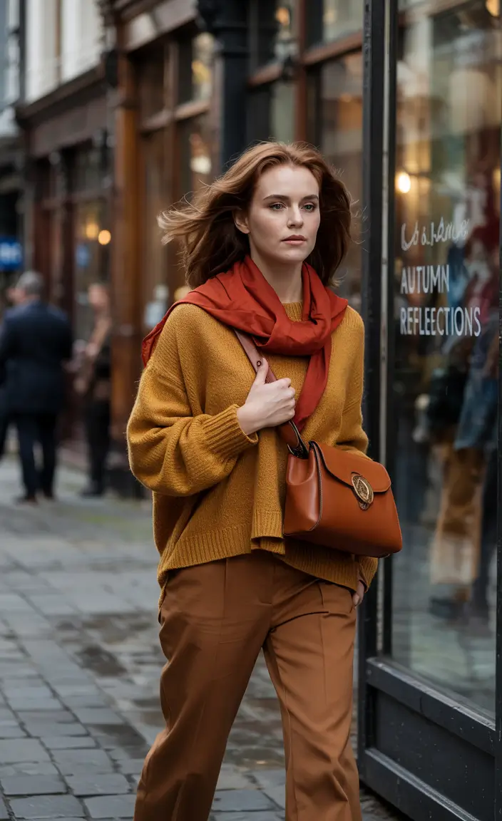 fall to winter outfits ideas 2025 Mustard and Rust Harmony