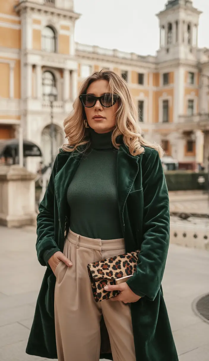 fall to winter outfits ideas 2025 Velvet and Leopard Sophistication