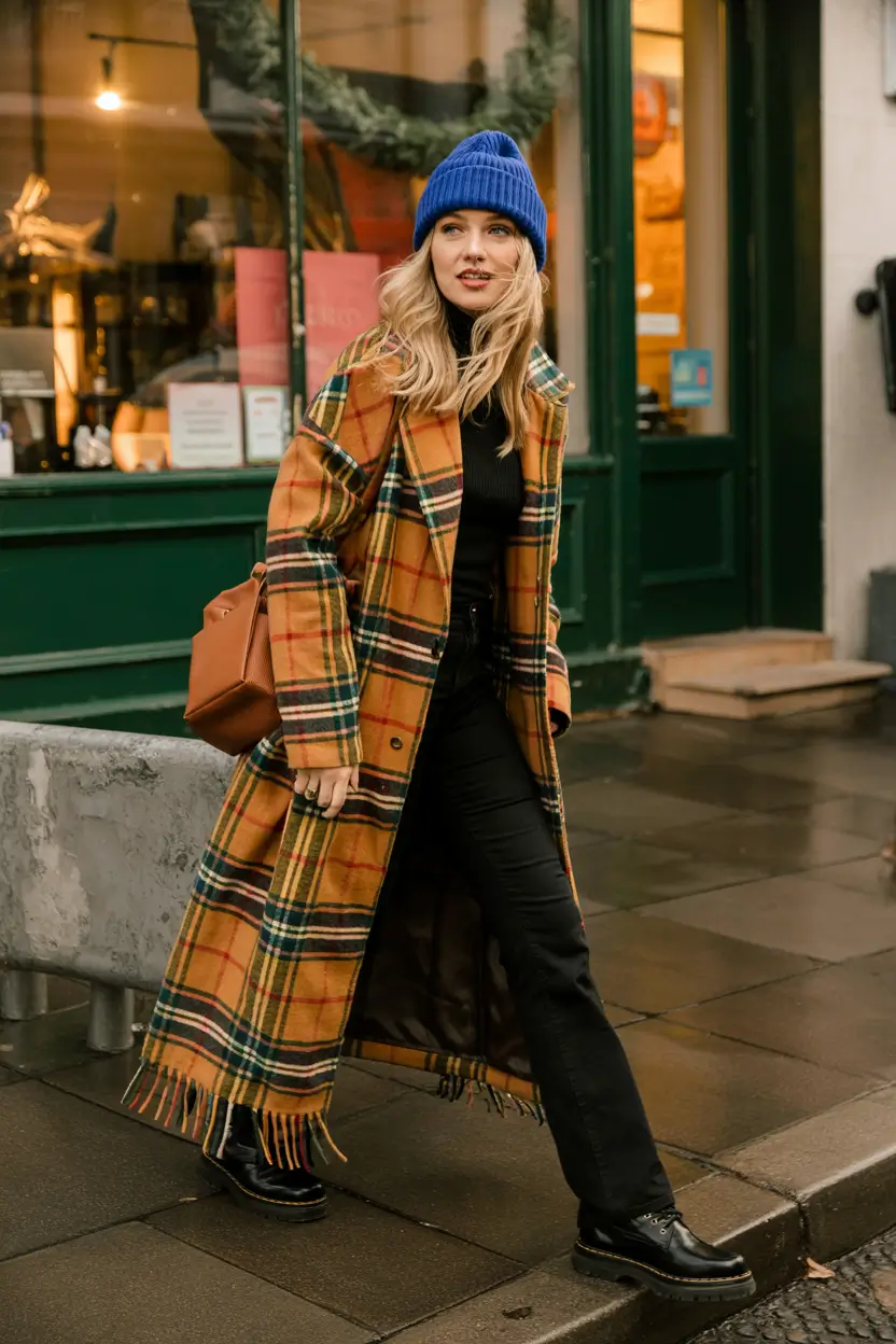 fall to winter outfits ideas 2025 Cozy Checks with a Modern Edge