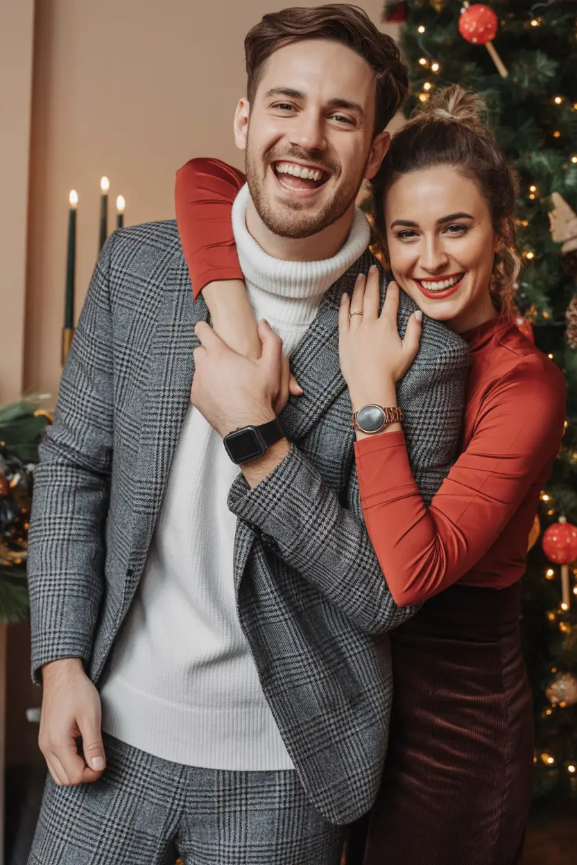 Family Outfit for Photos Winter 2025 - 2026 Modern Mix of Plaid and Red