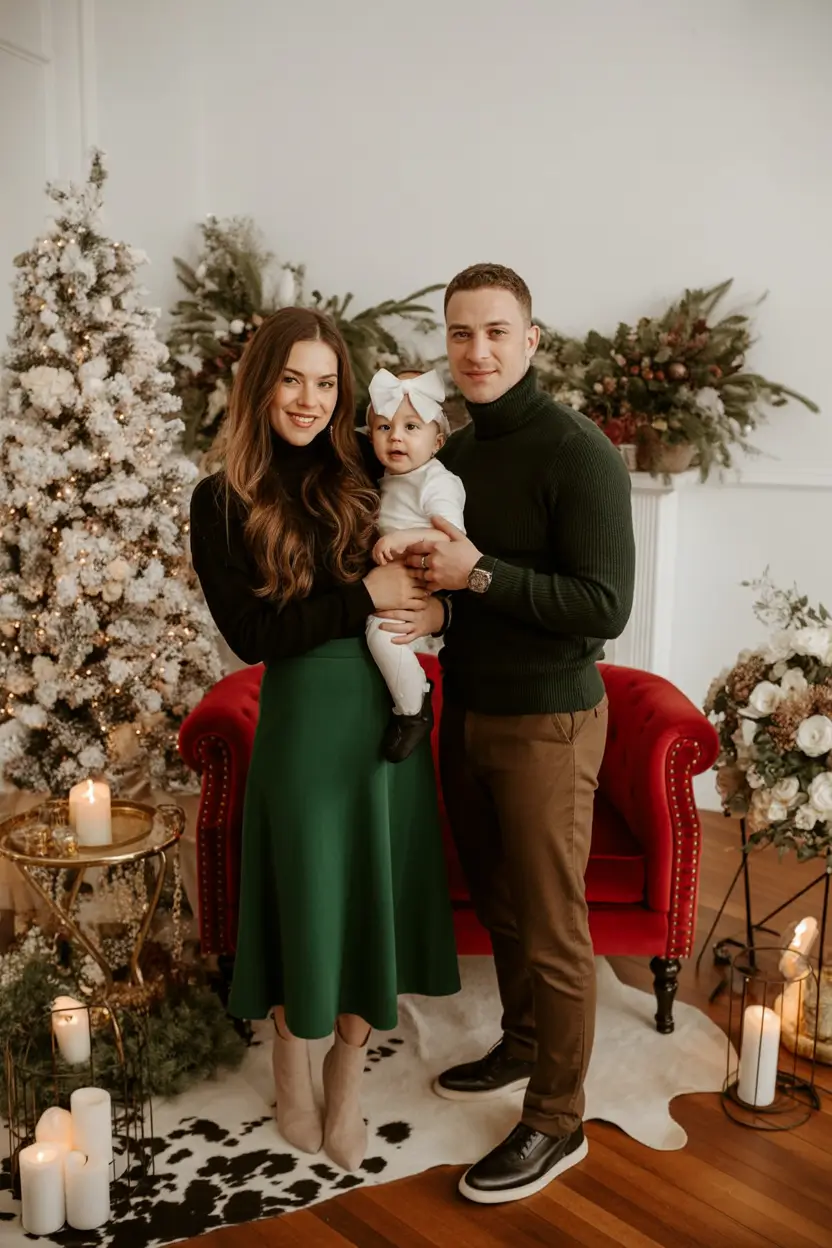 Family Outfit for Photos Winter 2025 - 2026 Emerald Green Festive Charm