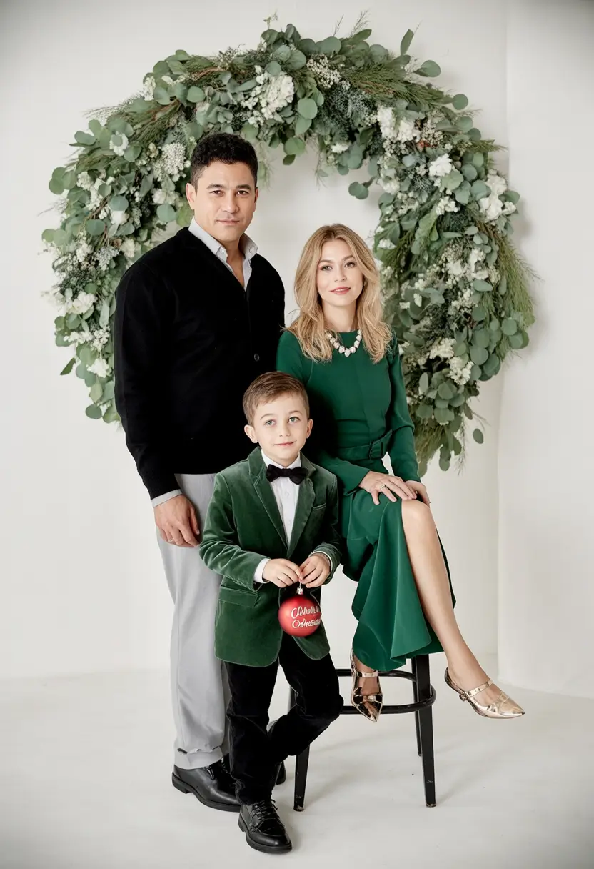 Family Outfit for Photos Winter 2025 - 2026 Emerald Green with Formal Flair