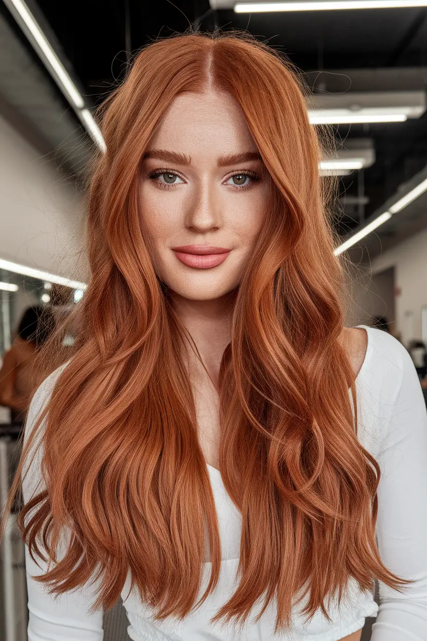 Hair Colors Ideas for Winter 2025-2026 Copper Red with Fiery Glow